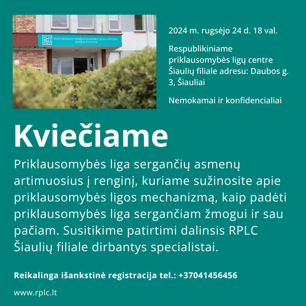 Kvietimas į renginį priklausomybe sergančių žmonių artimiesiems